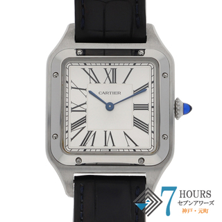 カルティエ(Cartier)の【117752】CARTIER カルティエ  WSSA0022 サントスドュモンLM シルバーダイヤル SS/レザー（クロコ） クオーツ 純正ボックス 腕時計 時計 WATCH メンズ 男性 男 紳士【中古】(腕時計(アナログ))