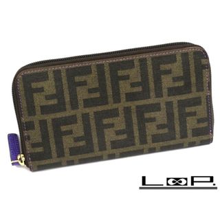 フェンディ(FENDI)の■未使用■　フェンディ ラウンド ジップ 長財布 ズッカ 茶 紫 8M0024 箱　 【85901】(財布)