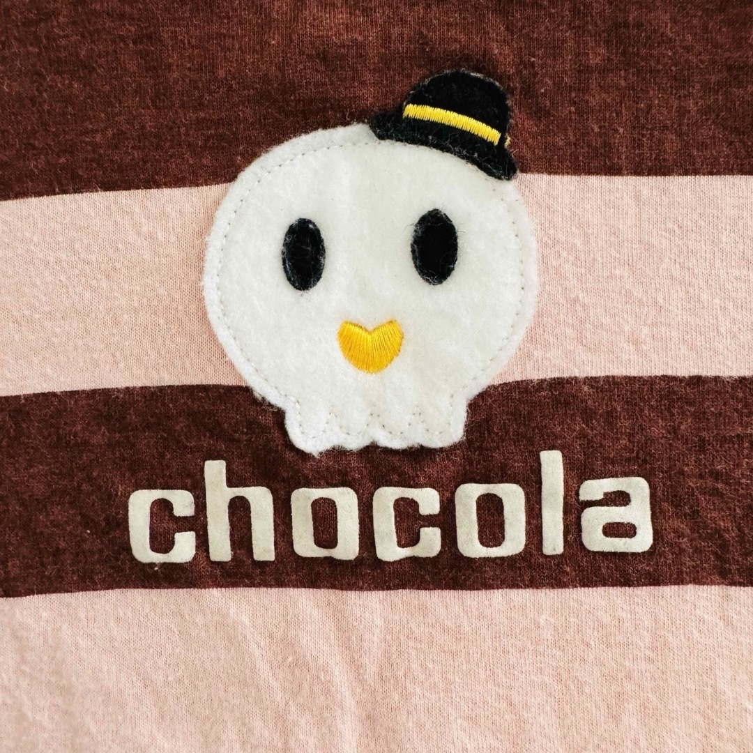 Chocola(ショコラ)の● Chocola ショコラ ボーダー ドクロ ロンT 120 USED ● キッズ/ベビー/マタニティのキッズ服女の子用(90cm~)(Tシャツ/カットソー)の商品写真