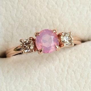 GIA シルキーパパラチアサファイア　ダイアモンド　18K リング(リング(指輪))