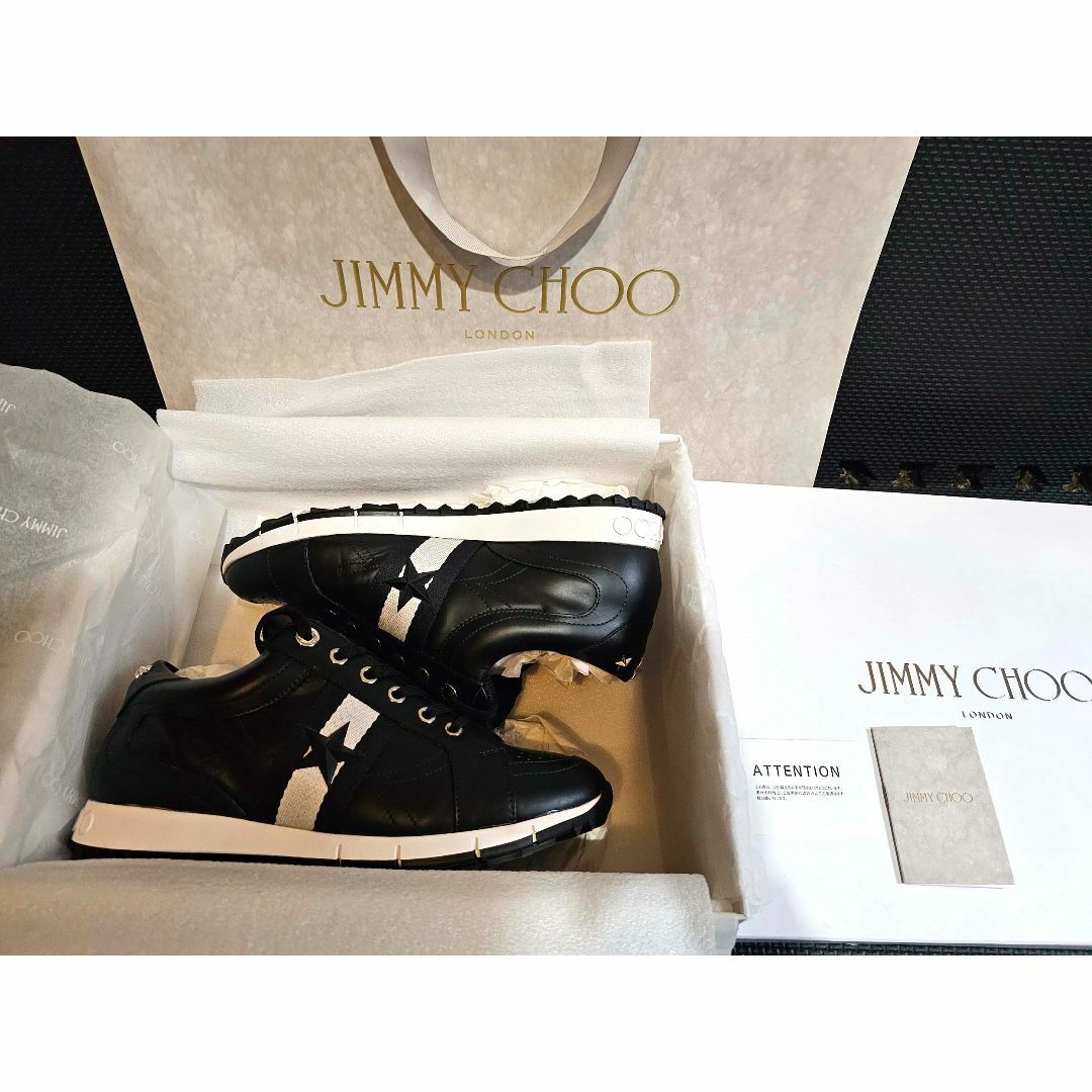 JIMMY CHOO(ジミーチュウ)のJIMMY CHOO 42 レザースニーカー RAFI 黒 26.5cm メンズの靴/シューズ(スニーカー)の商品写真