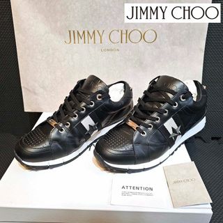 ジミーチュウ(JIMMY CHOO)のJIMMY CHOO 42 レザースニーカー RAFI 黒 26.5cm(スニーカー)