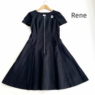 ルネ(René)の美品♡ルネ rene＊デニムジップワンピース　フレア　カメリア　ストレッチ　36(ひざ丈ワンピース)