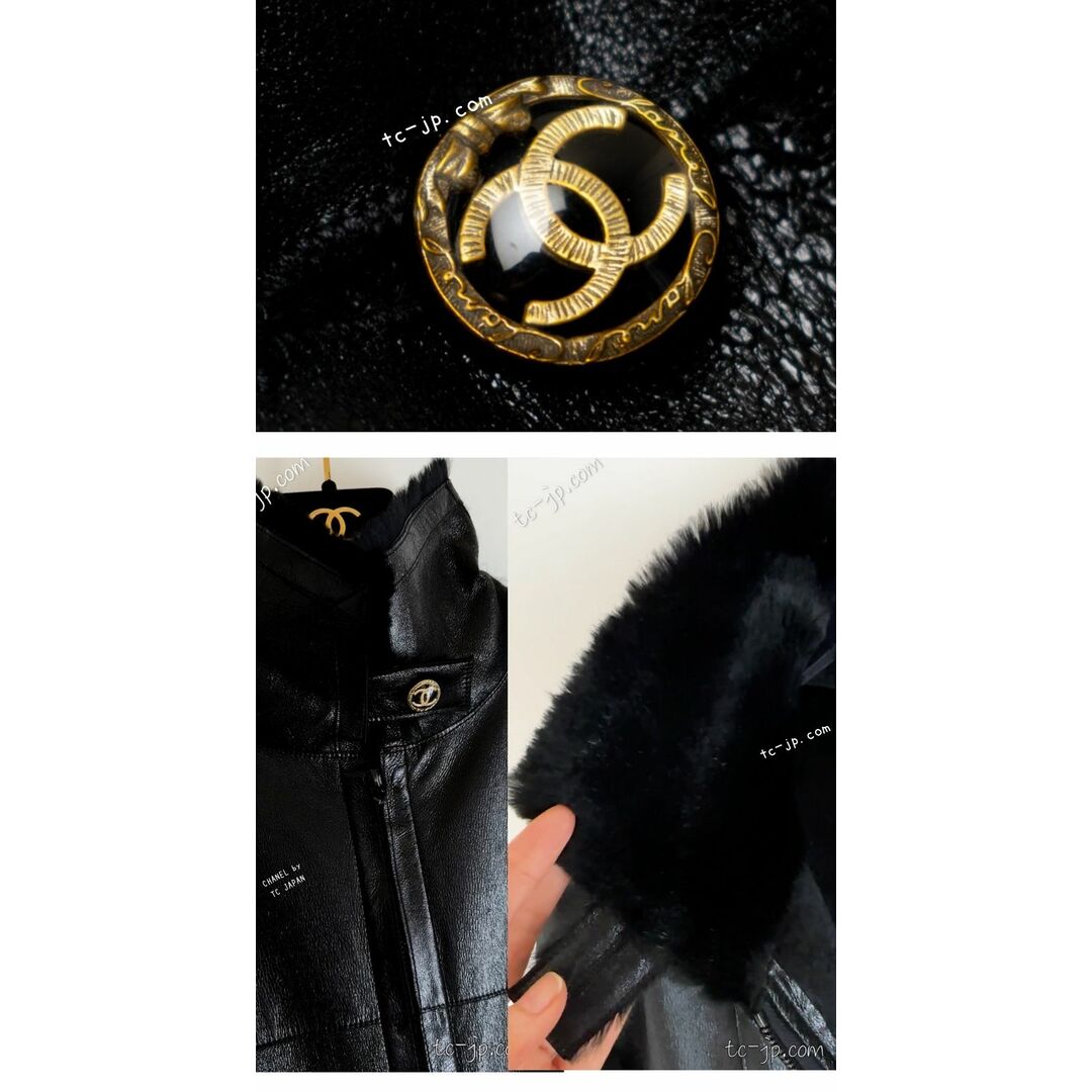 CHANEL(シャネル)の150万 シャネル コート ブルゾン ジャケット CHANEL  黒 ブラック 軽くて 極上やわらか レザー ラビットファー ラパン 超美品 貴重 36 レディースのジャケット/アウター(ブルゾン)の商品写真