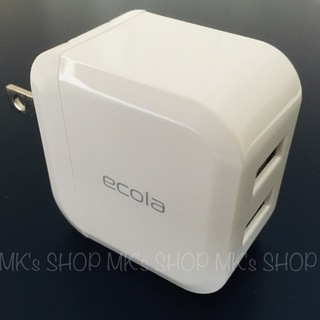 【ほぼ未使用】ecola USB充電器　2ポートType-A ACアダプター(バッテリー/充電器)