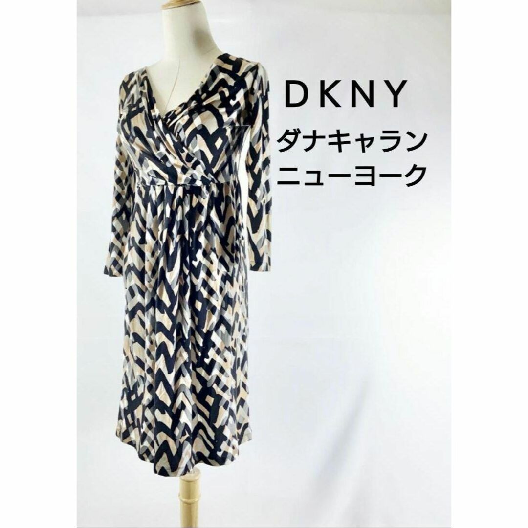 DKNY - DKNY カシュクール ワンピース S 総柄 オンワード樫山