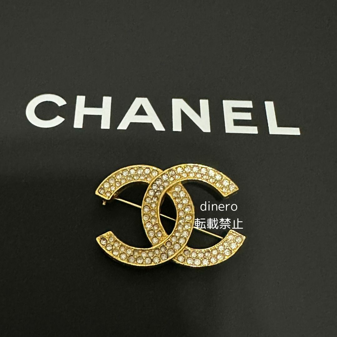 【希少】CHANEL 刻印あり シャネルココマーク ラインストーン ブローチdinero商品一覧