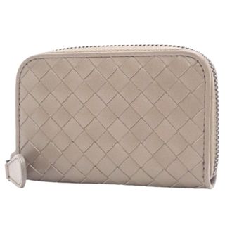 ボッテガヴェネタ(Bottega Veneta)のBOTTEGAVENETA(ボッテガヴェネタ) イントレチャート コインパース 小銭入れ・コインケース カードケース ラウンドファスナー ミニウォレット ミニ財布 小物 カーフ グレージュ ブラウン茶 ガンメタル金具 ユニセックス 40601108987【中古】【アラモード】(コインケース)