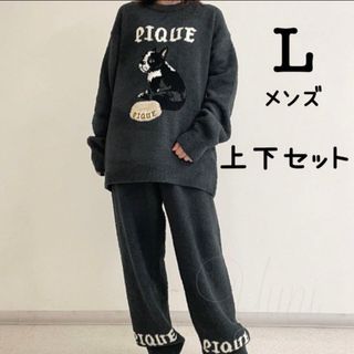 ジェラートピケ(gelato pique)の正規品♡フレンチブルドッグジャガード上下セット♡グリーン　メンズL(その他)