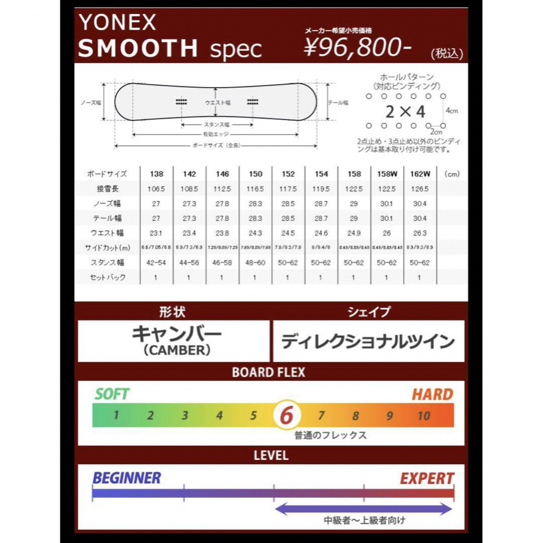 YONEX(ヨネックス)の【新品、未使用】ヨネックス　smooth 150cm スポーツ/アウトドアのスノーボード(ボード)の商品写真