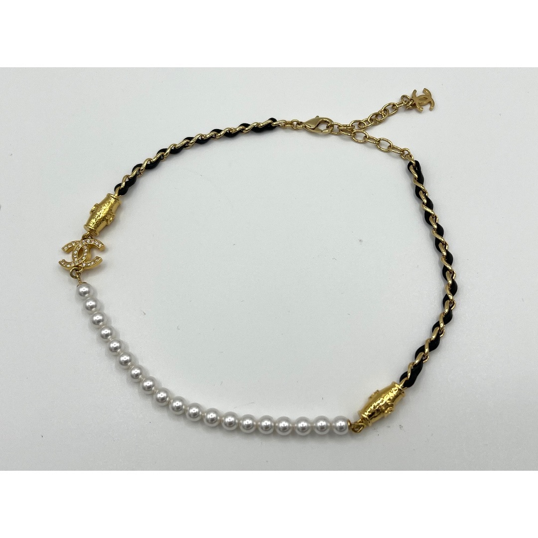 CHANEL - CHANEL シャネル ネックレス フェイクパール CCマーク ラインストーン ゴールド金具 L23A 超美品