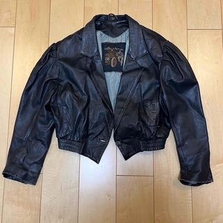 80s vintage cropped leather jk(ライダースジャケット)