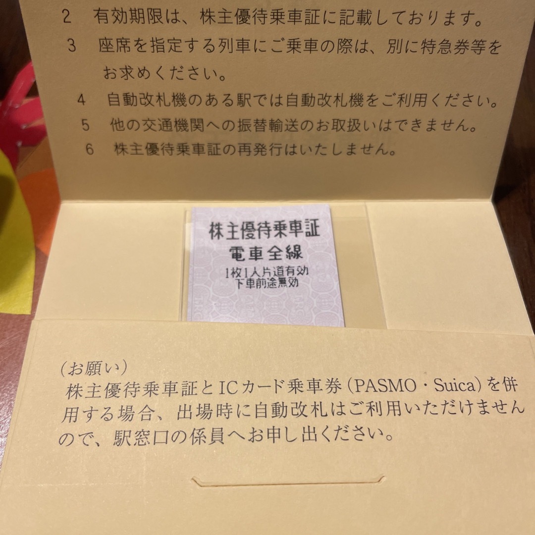 東武鉄道　株主優待 チケットの乗車券/交通券(鉄道乗車券)の商品写真