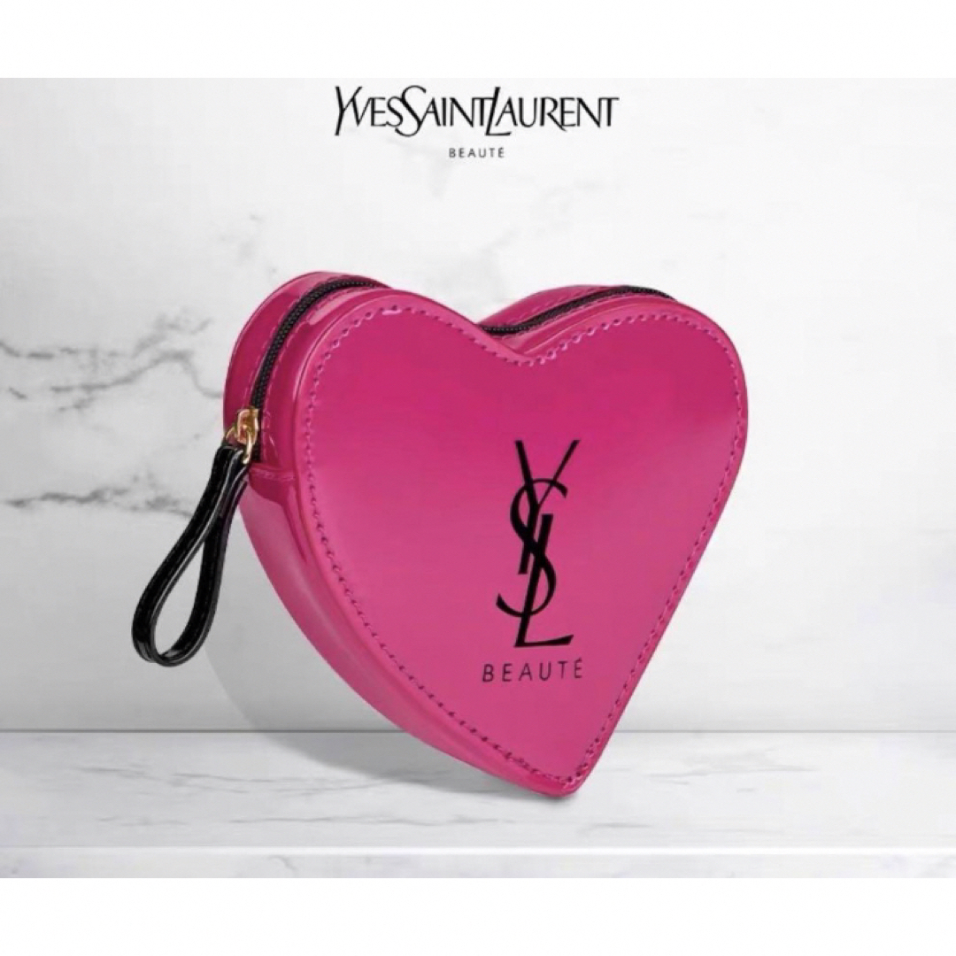 Yves Saint Laurent Beaute(イヴサンローランボーテ)のイヴサンローラン　ノベルティ　エナメルポーチハート型　小物入れ　ミラー レディースのファッション小物(ポーチ)の商品写真