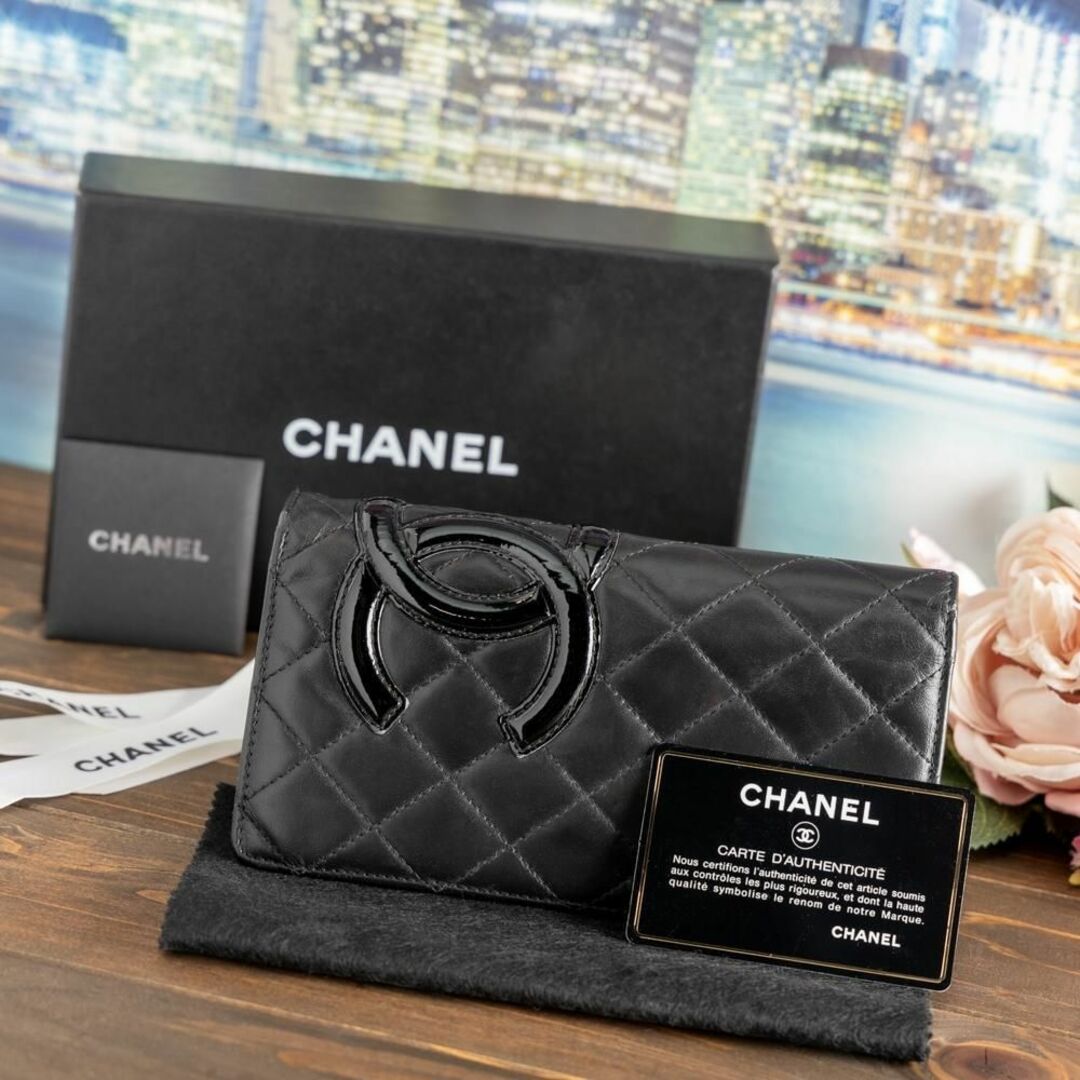 CHANEL カンボンライン　二つ折り長財布　ギャランティカード付　専用箱付掘り出し物ご案内のホーリー