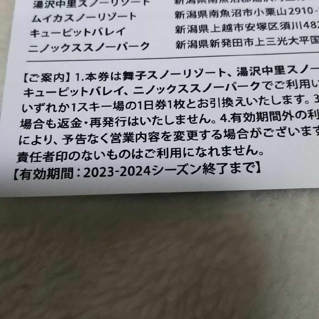 神奈川なのでギリ間に合うかと…スマイルリゾート　リフト券　1日券2枚　舞子スノーリゾート　ニノックス　キュピー