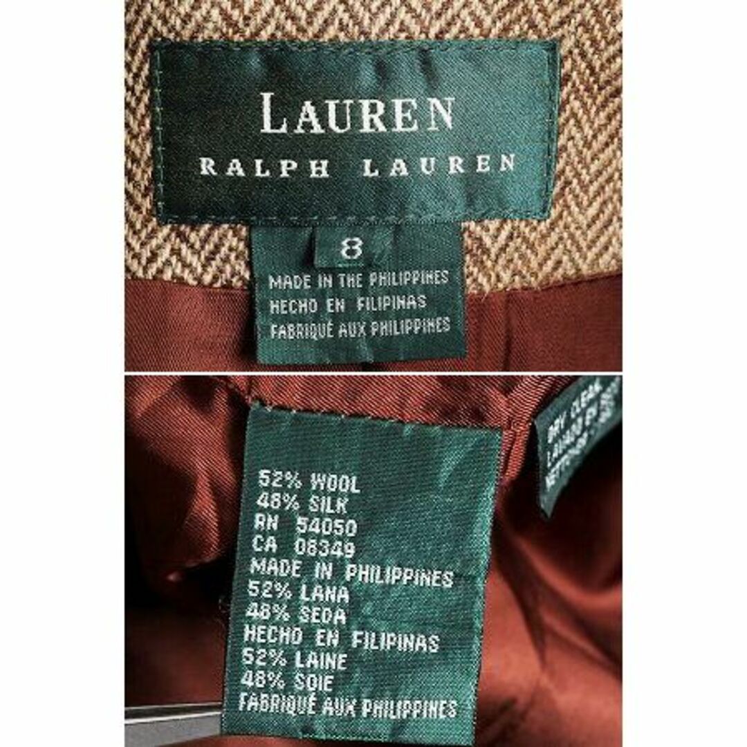 Ralph Lauren(ラルフローレン)のデッドストック 90s LAUREN ラルフローレン ツイード テーラード ジャケット レディース M / 新品 ブレザー オールド ヘリンボーン ウール レディースのジャケット/アウター(テーラードジャケット)の商品写真