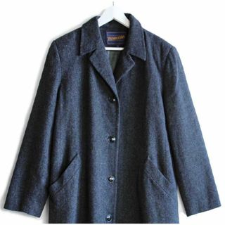 ペンドルトン(PENDLETON)の90s USA製 PENDLETONペンドルトン ロング ウール チェスターコート チャコールグレー 12★オールド ステンカラー オーバーサイズ(チェスターコート)