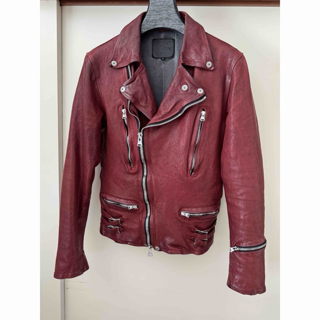 美品バックラッシュジャパンカーフ先染め製品洗いWライダース 鋤か 美品バックラッシュジャパンカーフ先染め製品洗いWライダース 鋤か