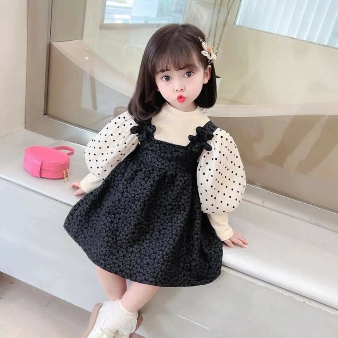 ドット 黒 ワンピース 80 フォーマル お誕生日  おでかけ  入園式 キッズ/ベビー/マタニティのベビー服(~85cm)(ワンピース)の商品写真