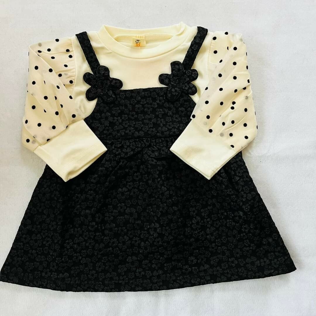 ドット 黒 ワンピース 80 フォーマル お誕生日  おでかけ  入園式 キッズ/ベビー/マタニティのベビー服(~85cm)(ワンピース)の商品写真