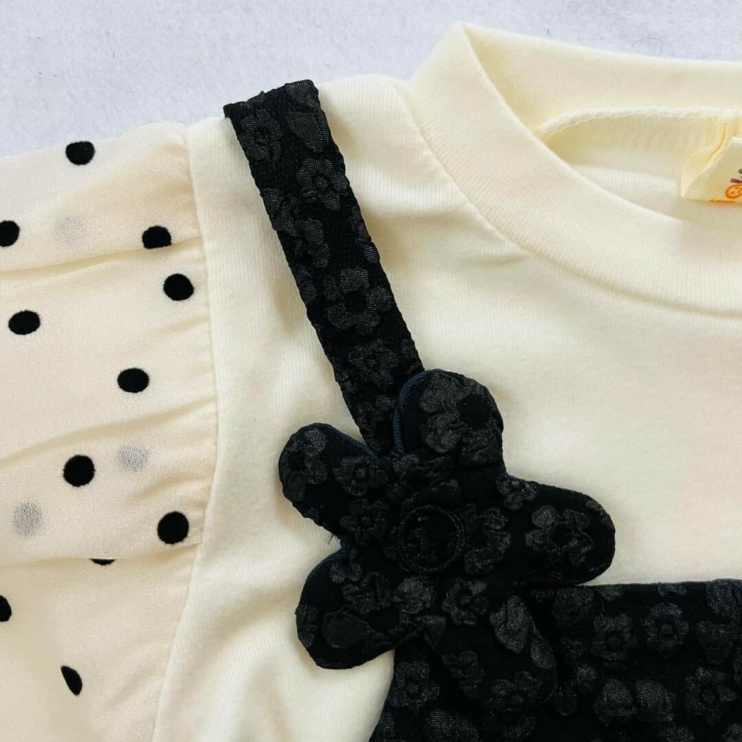 ドット 黒 ワンピース 90 フォーマル お誕生日  おでかけ  入園式 キッズ/ベビー/マタニティのキッズ服女の子用(90cm~)(ワンピース)の商品写真