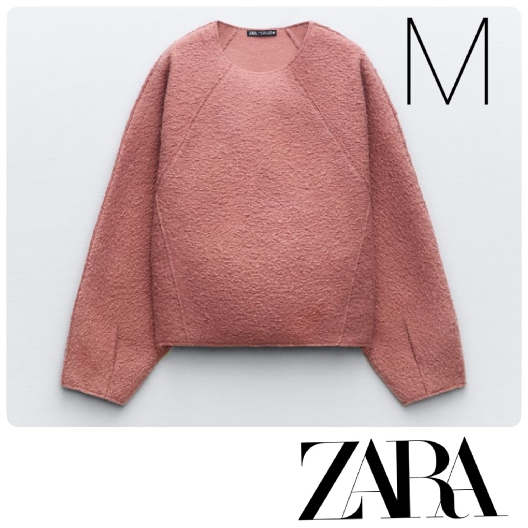 ZARA(ザラ)のZARA  ブークレ スウェット シャツ M レディースのトップス(ニット/セーター)の商品写真