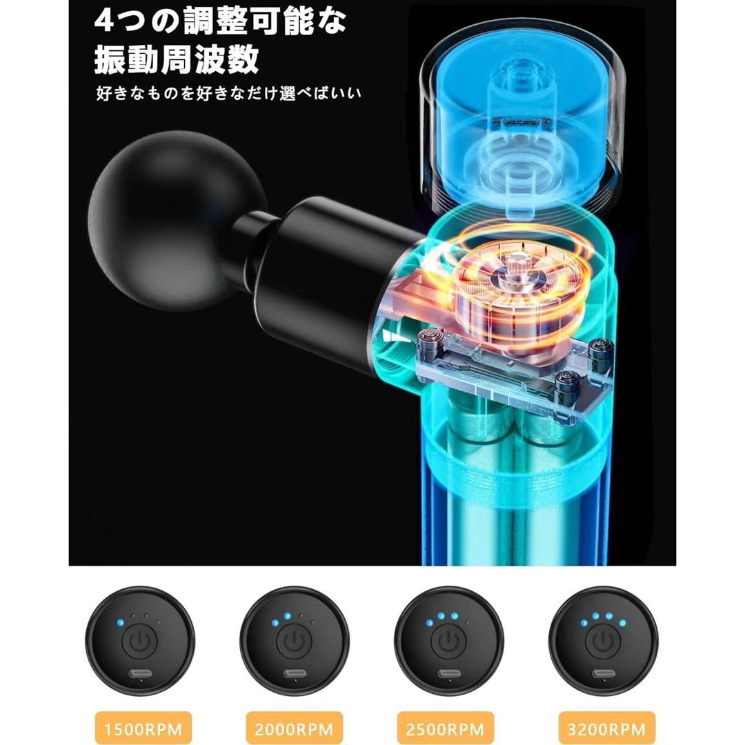 マッサージガン 筋膜リリースガン 新品 小型 軽量 マッサージ typeC充電 スマホ/家電/カメラの美容/健康(マッサージ機)の商品写真