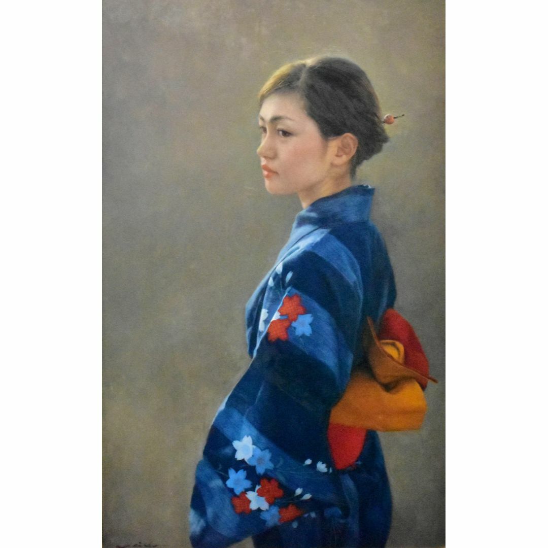 中上誠章 「夕涼」 油彩M１０号 真作保証 今注目を集める人気写実画家 生命感！