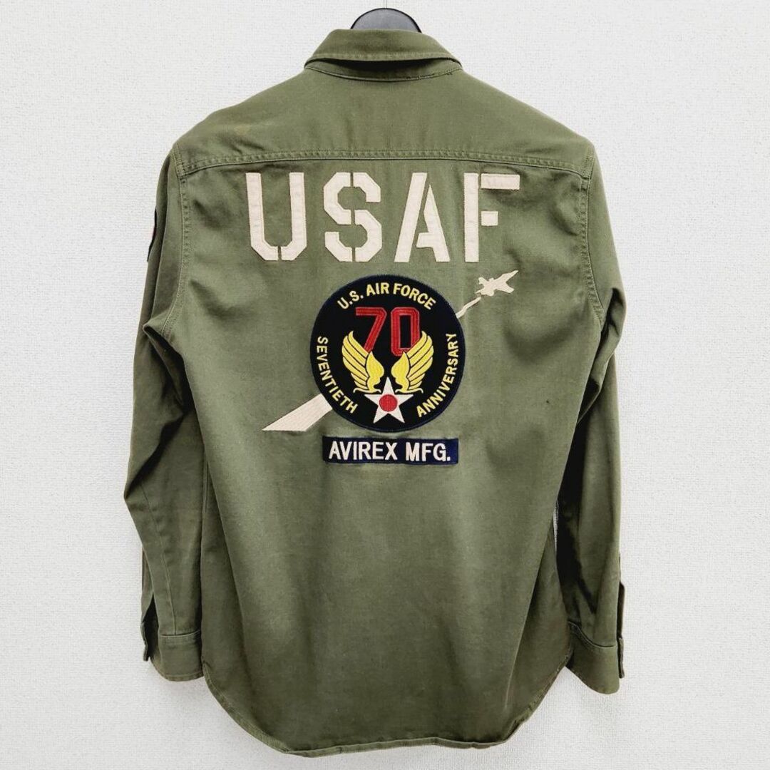 AVIREX(アヴィレックス)の美品★L★AVIREX USAF アメリカ空軍 70周年記念シャツ ロゴ 刺繍 メンズのトップス(Tシャツ/カットソー(七分/長袖))の商品写真