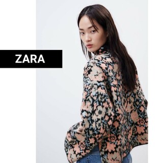 ザラ(ZARA)のザラ　フローラルニットセーター　花柄　総柄　オーバーサイズ　ゆったり　個性的　M(ニット/セーター)