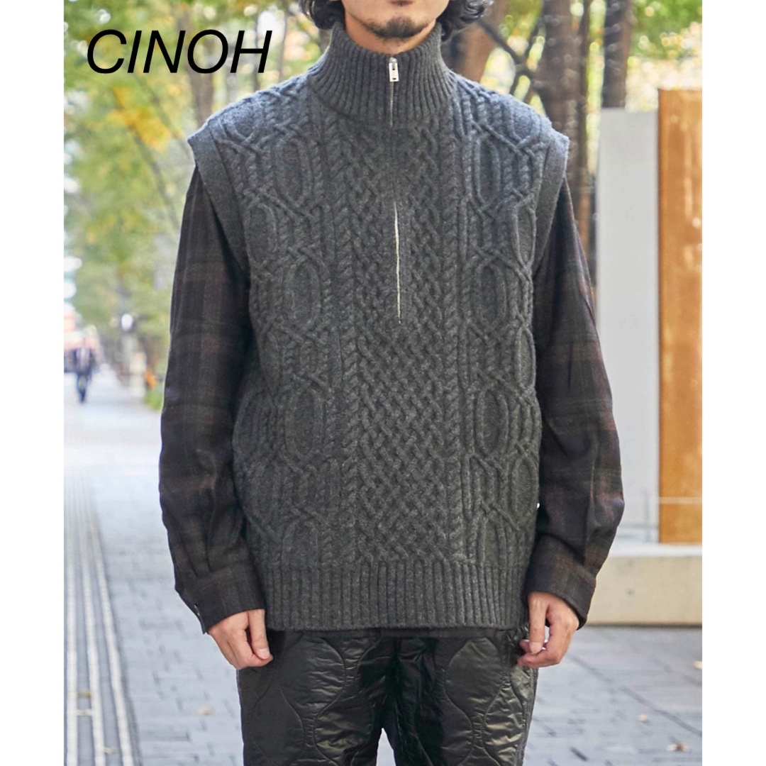 メンズCINOH 22AW WOOL HALF ZIPPER VEST