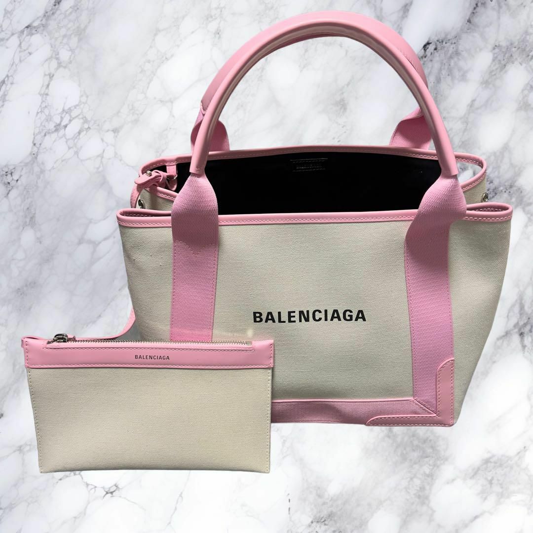 BALENCIAGAバレンシアガ ネイビーカバスS ハンドバッグ　ピンク