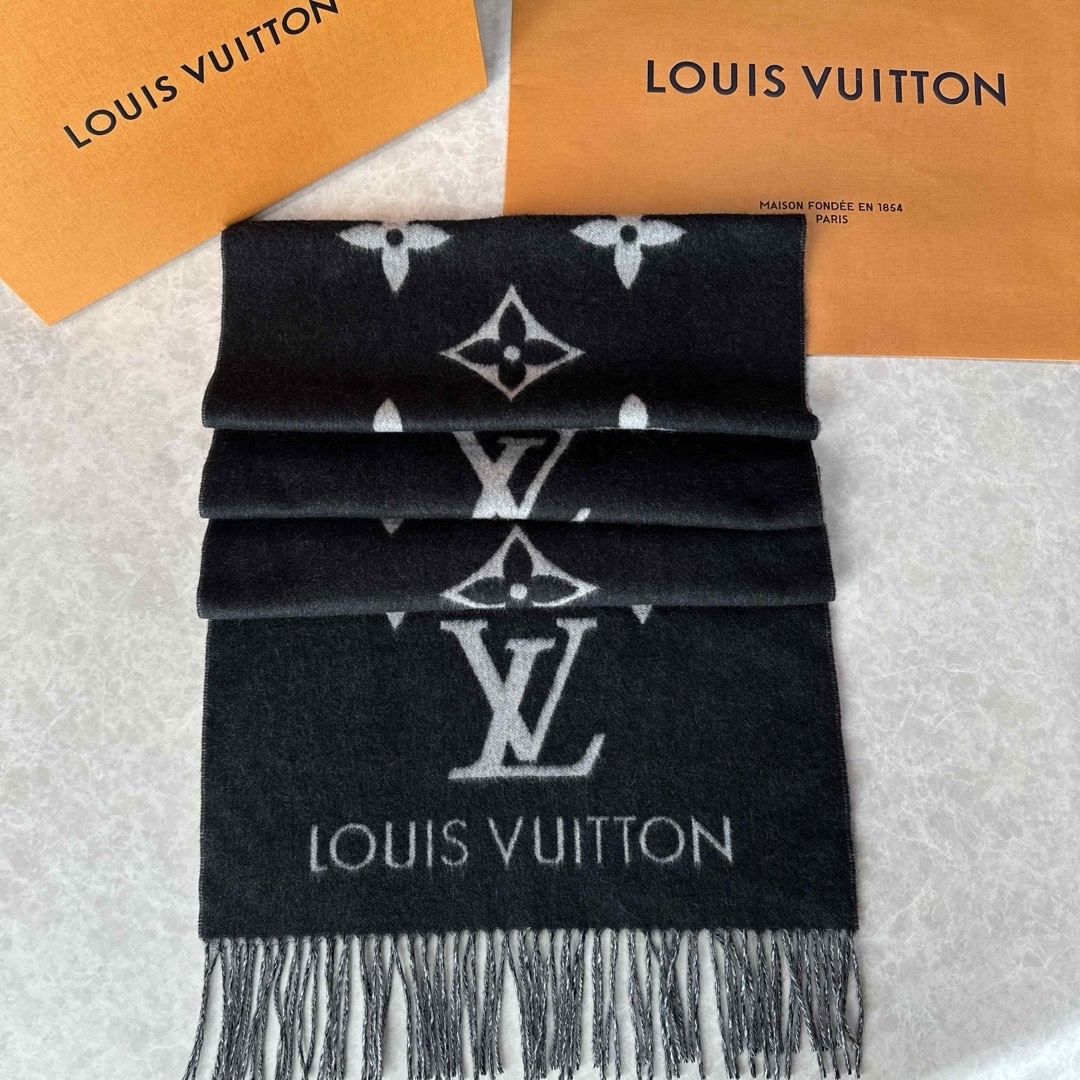 LOUISVUITTON☆美品☆ルイ・ヴィトン　マフラー・レイキャビック　ブラウン