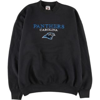 フルーツオブザルーム(FRUIT OF THE LOOM)の古着 90年代 フルーツオブザルーム FRUIT OF THE LOOM NFL CAROLINA PANTHERS カロライナパンサーズ ロゴスウェット トレーナー USA製 メンズXL ヴィンテージ /eaa389677(スウェット)