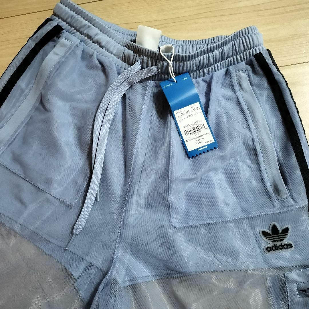 レディース新品 adidas シースルー トラックパンツ ジャージ ワイドレッグパンツ L