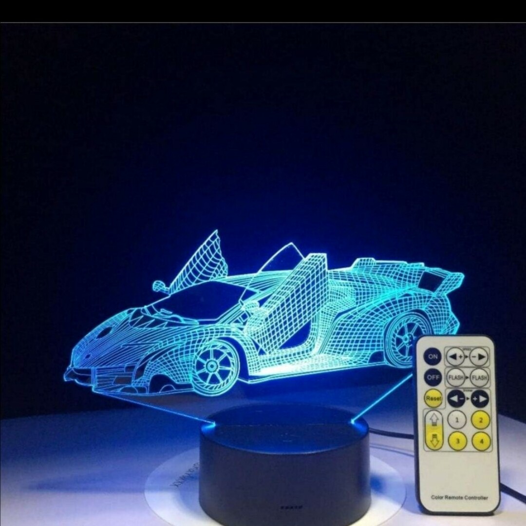 車の3Dナイトライト 7色に変色 タイマー＆リモコン付き スマートタッチ 常夜燈 インテリア/住まい/日用品のライト/照明/LED(テーブルスタンド)の商品写真