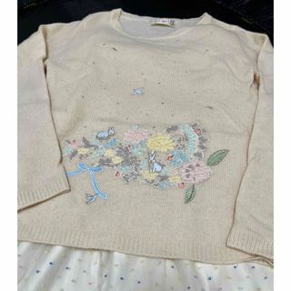 フランシュリッペ(franche lippee)のフランシュリッペうさぎ花刺繍ニットセータープルオーバー(ニット/セーター)