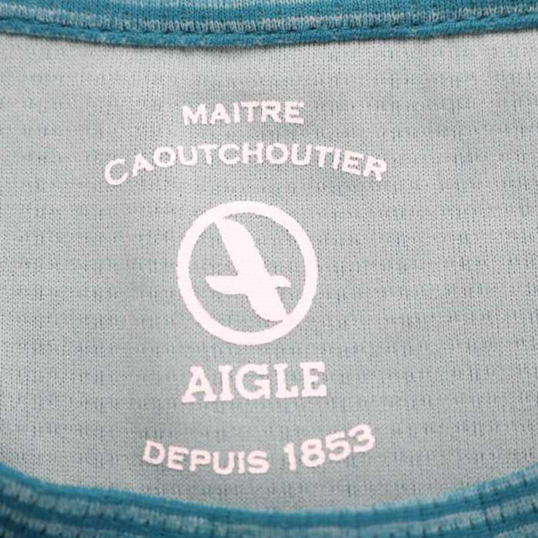 AIGLE(エーグル)のエーグル Tシャツ 長袖 丸首 ロゴ 日本製 トップス メンズ Mサイズ ブルー AIGLE メンズのトップス(Tシャツ/カットソー(七分/長袖))の商品写真