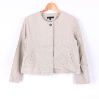 ユニクロ(UNIQLO)のユニクロ ノーカラージャケット ショート丈 レディース Sサイズ ベージュ UNIQLO(ノーカラージャケット)