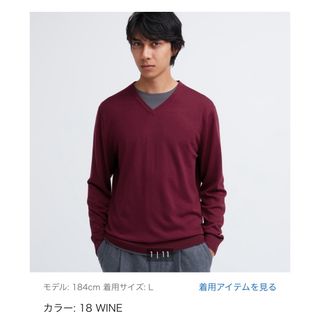 ユニクロ(UNIQLO)のUNIQLO エクストラファインメリノＶネックセーター(ニット/セーター)