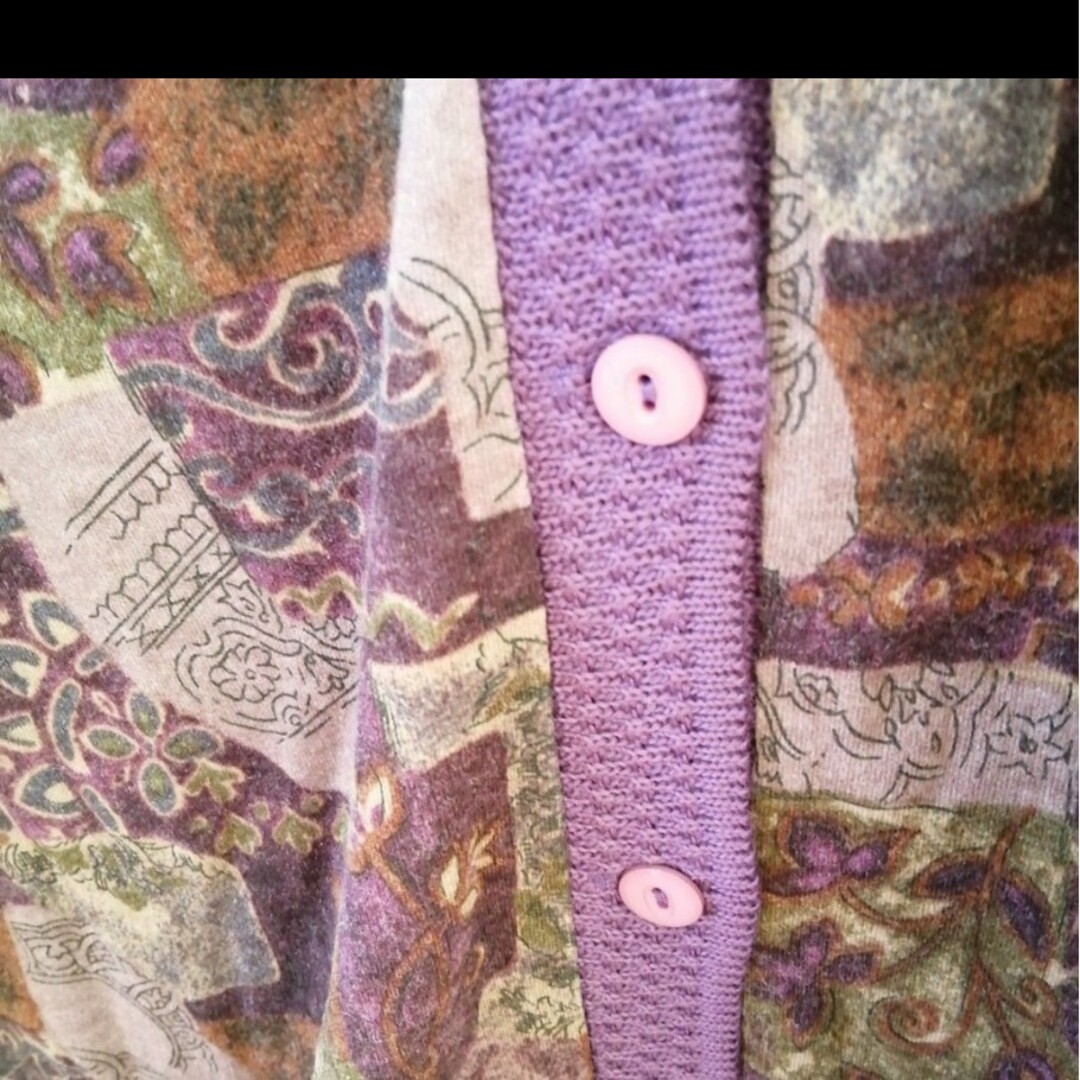 新品　シニア向け　紫カーディガン　フリーサイズ レディースのトップス(カーディガン)の商品写真