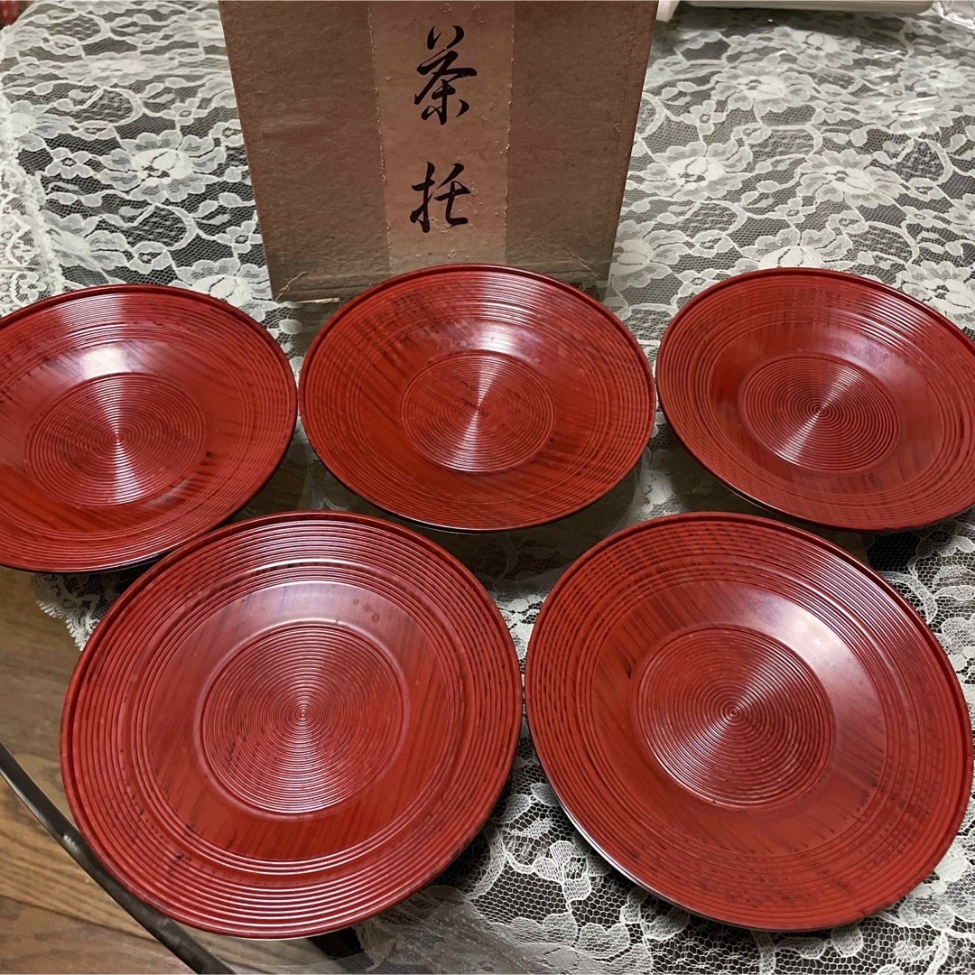 新品　未使用　根来皿　よねなが　茶托　コースター　皿美術品/アンティーク