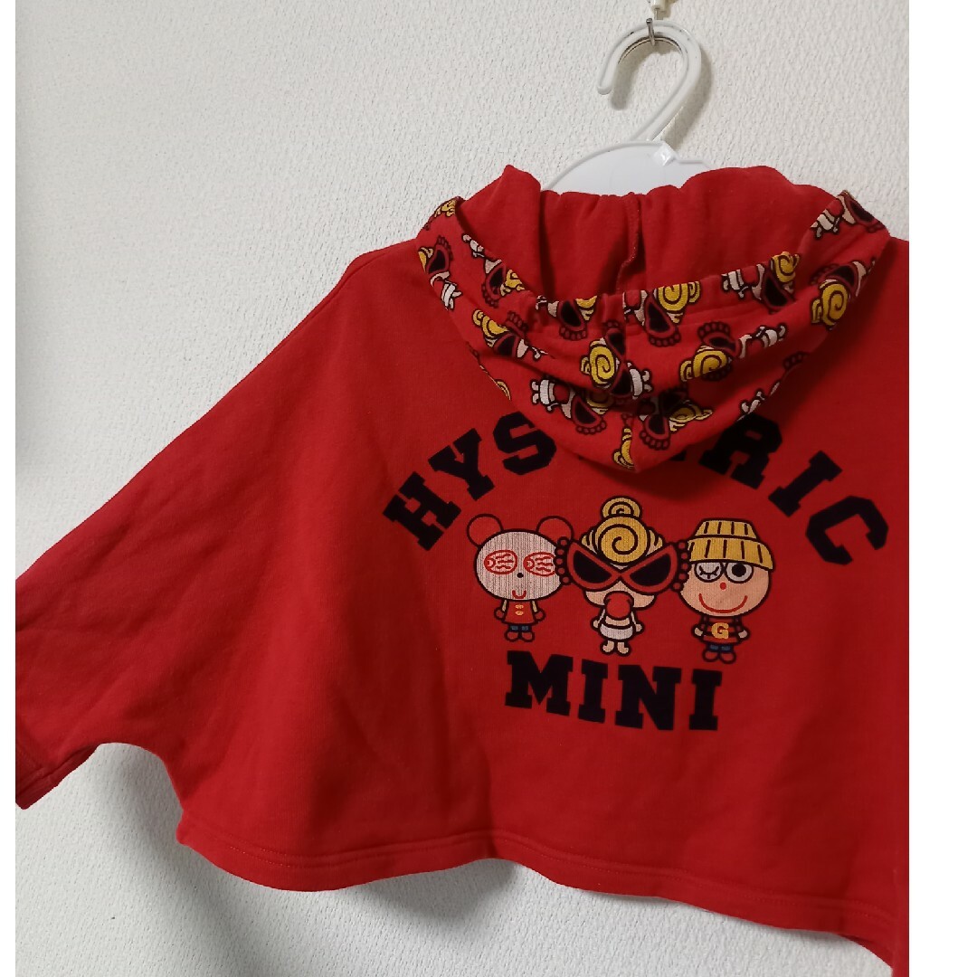 HYSTERIC MINI(ヒステリックミニ)のヒスミニ ポンチョ 上着 赤 レッド キッズ/ベビー/マタニティのベビー服(~85cm)(カーディガン/ボレロ)の商品写真