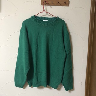 ジーユー(GU)のGU 長袖ニット　XLサイズ　グリーン(ニット/セーター)