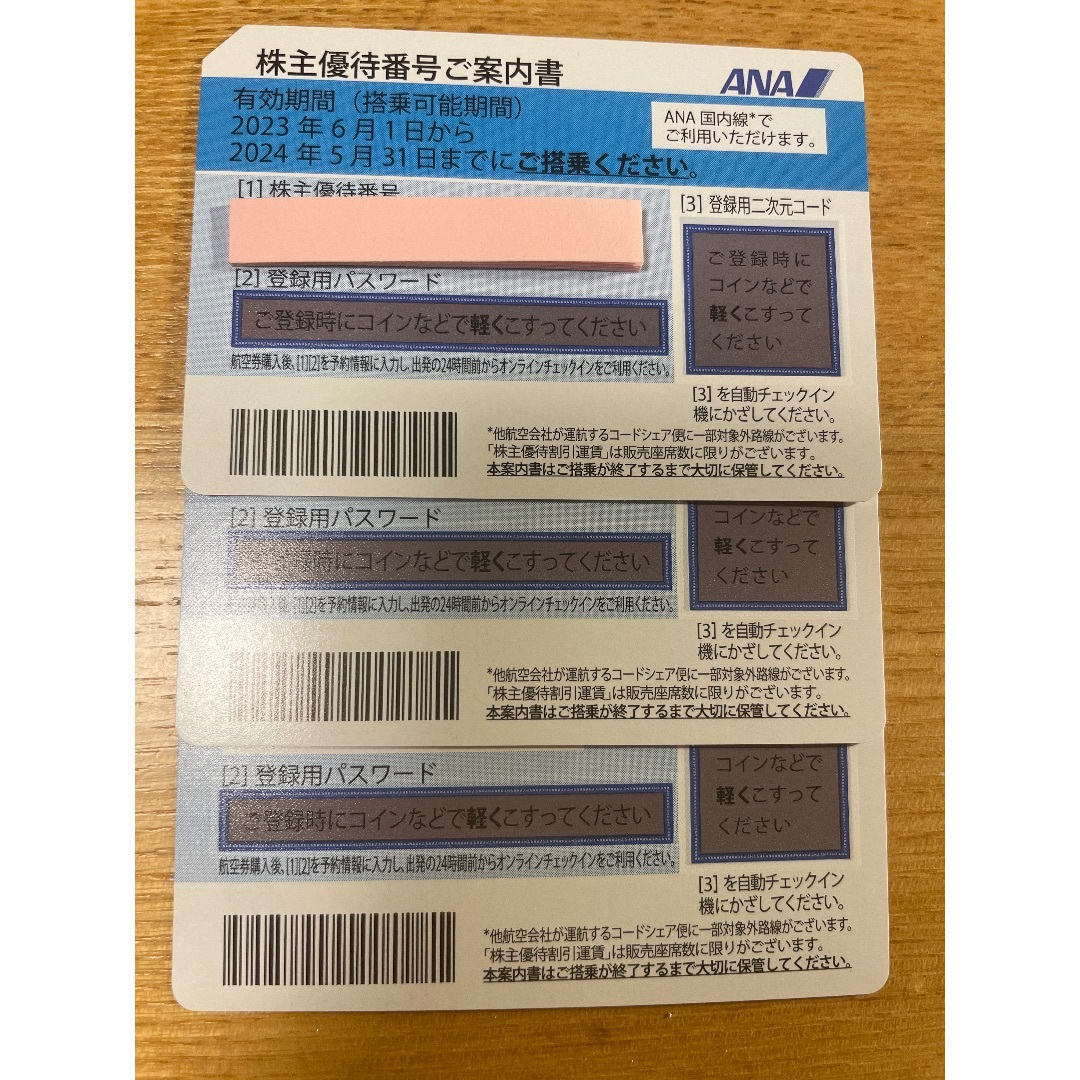 ANA 株主優待　3枚セット チケットの優待券/割引券(その他)の商品写真