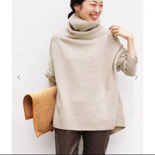 IENA イエナ　AQUAハイネックワイドプルオーバー　ニット　ウールカシミヤ