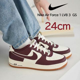 ナイキ(NIKE)の【新品】24cm ナイキ エア フォース1 LV8 3 GS ナイトマルーン(スニーカー)