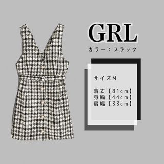 グレイル(GRL)の【GRL】ベルト付きチェック柄ツイードジャンパースカート[al199]  (ひざ丈ワンピース)