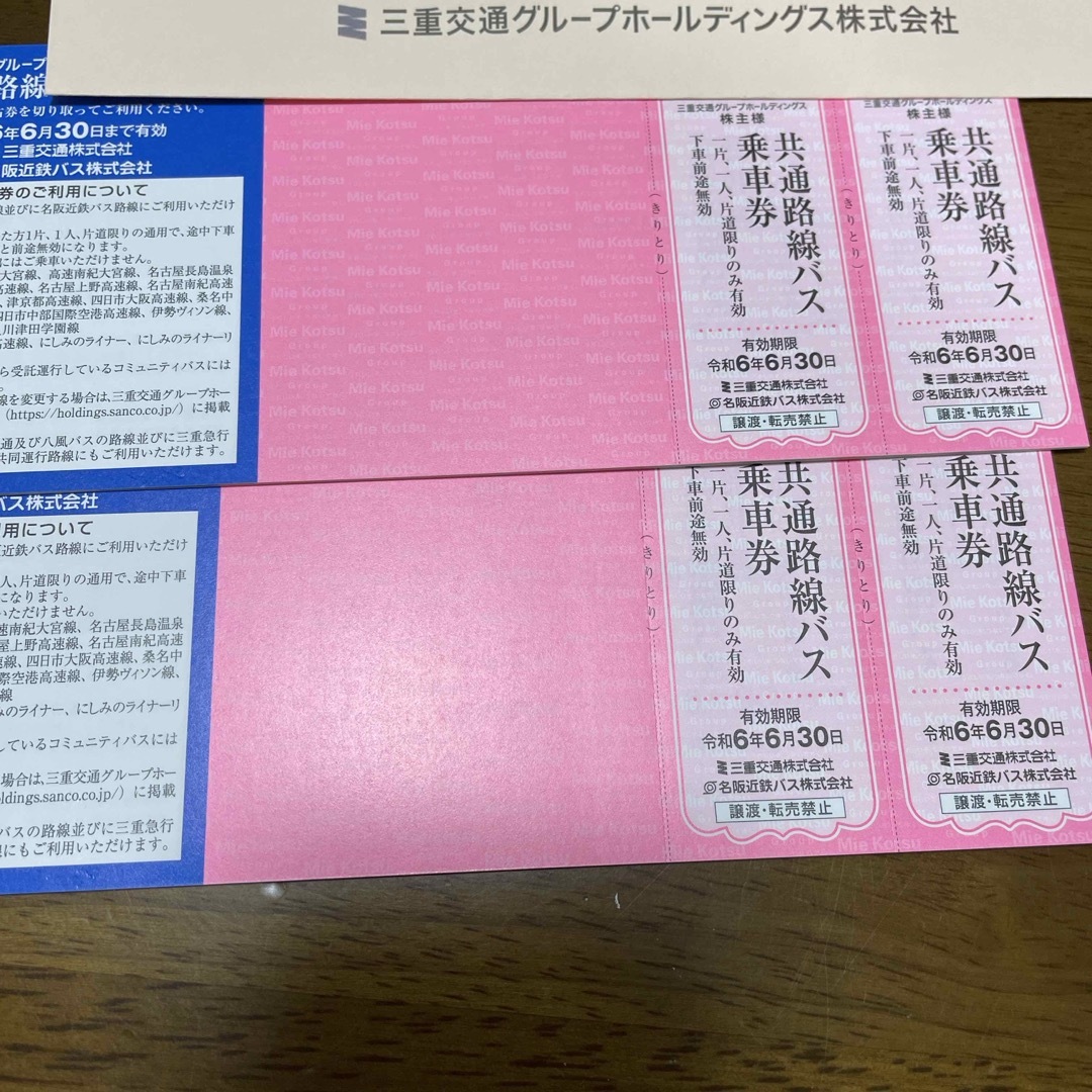 三重交通　株主優待　共通路線バス乗車券 チケットの乗車券/交通券(その他)の商品写真